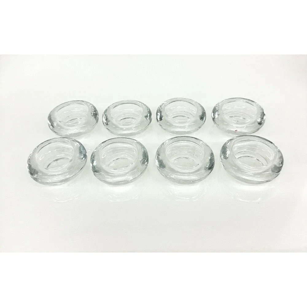 Heavy Glass Round Tea Light Candle Holders Mid Century Modern Art DECO Lot of 8
